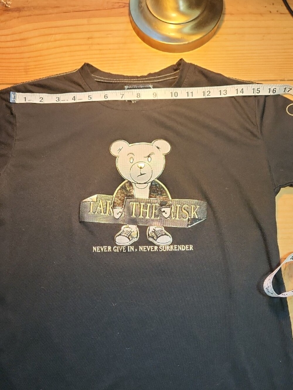 CR-24 Black Kids Tee with embossed Bear Graphic - "Take The Risk" - Picture 6 of 10